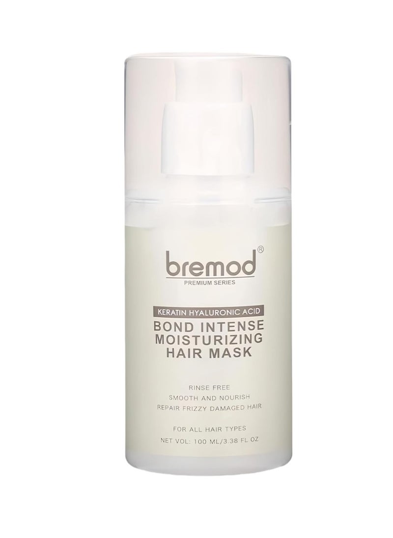 Bremod Leave-in Hair Mask Keratin Hyaluronic ACID Bond Intense Moisturizing Rinse Free Repairs Damaged Hair-Keratin Hair Treatment 3.38Fl oz
