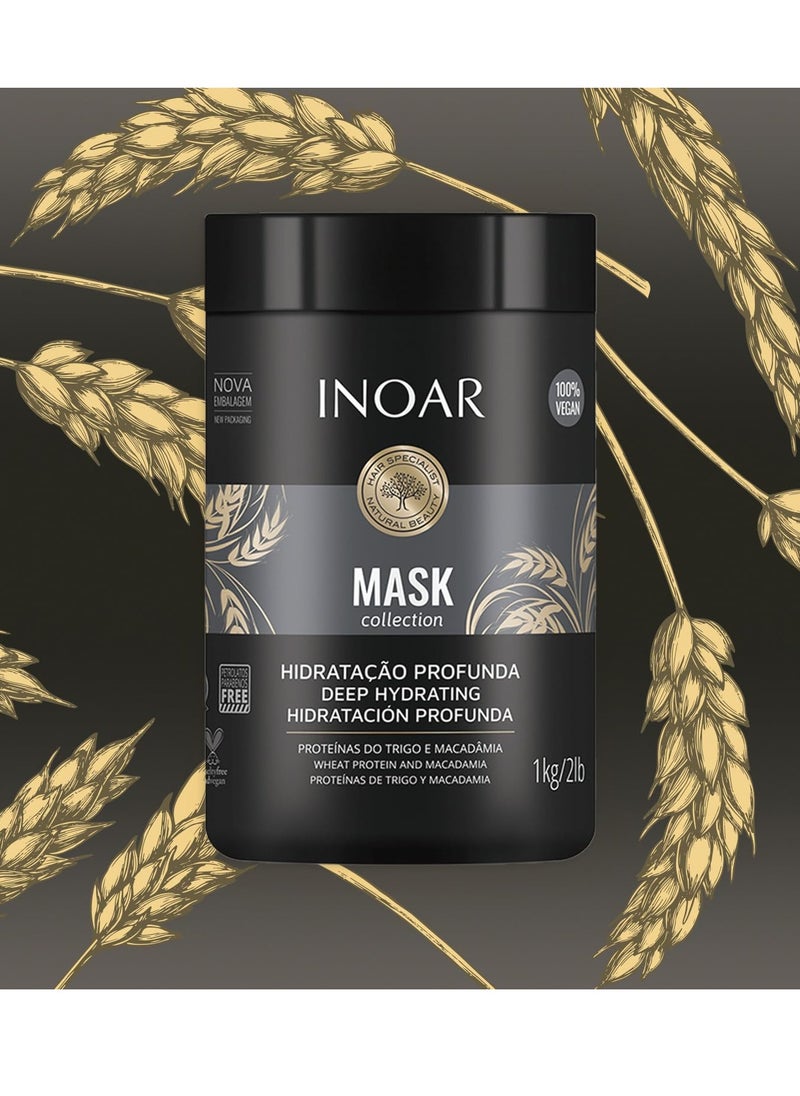 INOAR Hair Mask, Deep Hydrating Macadamia, 2.2 liters, Moisturizer for Dry Damaged Chemically Treated Wavy Curly Hair, Vegan Hair Products for Men and Women