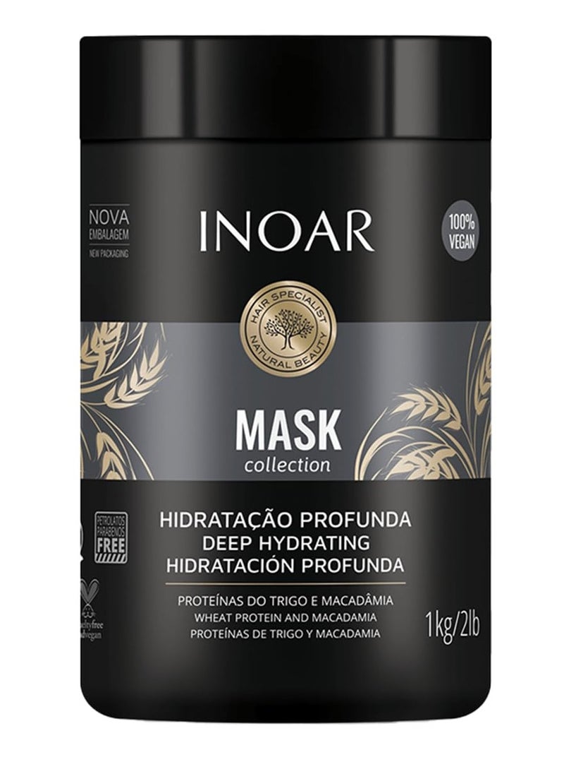 INOAR Hair Mask, Deep Hydrating Macadamia, 2.2 liters, Moisturizer for Dry Damaged Chemically Treated Wavy Curly Hair, Vegan Hair Products for Men and Women