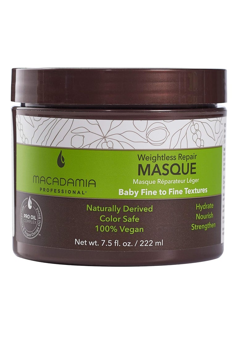 Macadamia Professional Hair Care Products Weightless Repair Hair Masque - For Thin Fine Hair - Color-Safe, Cruelty-Free and 100% Vegan - 7.5 Fl. Oz.