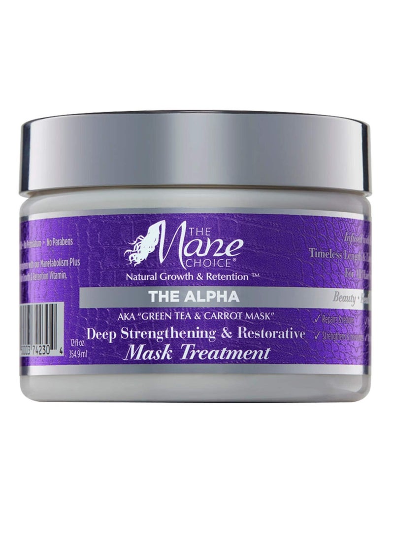 The Mane Choice The Alpha Hair Mask, Green Tea & Carrot Mask Treatment, 12 oz, Deep Moisturizing & Restorative, Anti Frizz, Helps Restore Dry, Damaged Hair, Paraben & Sulfate Free
