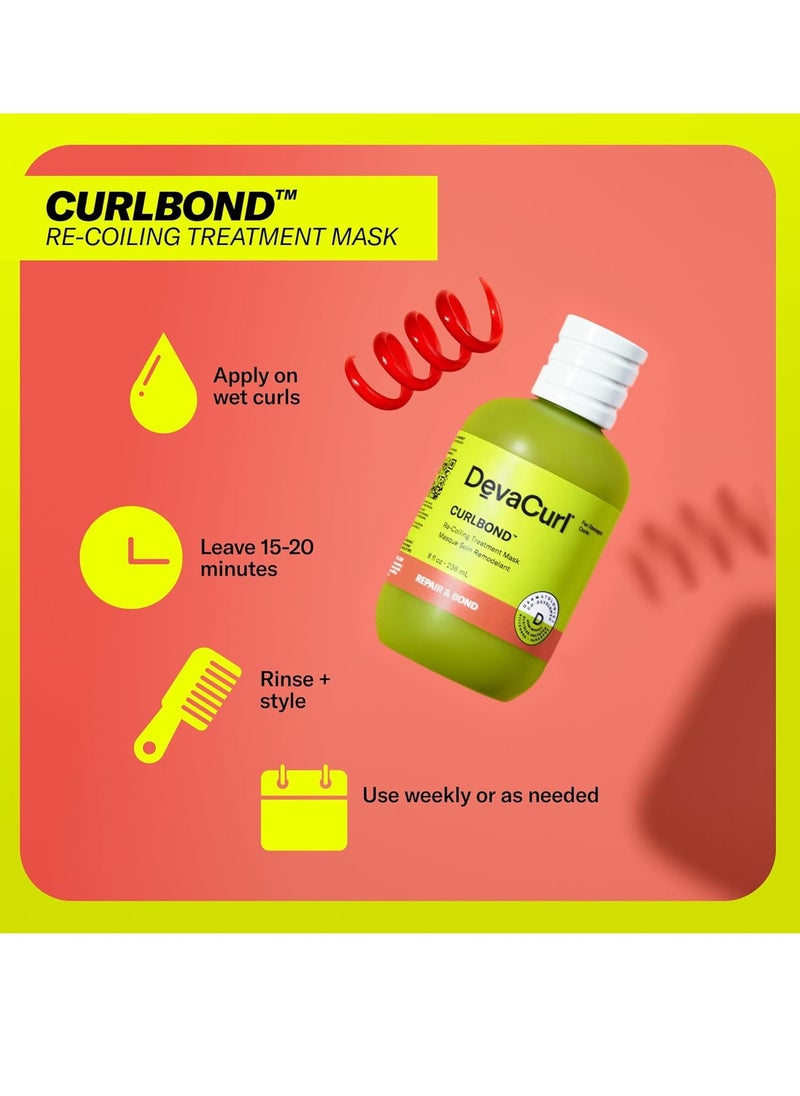 DevaCurl CurlBond Re-Coiling Treatment Mask | Helps Re-Link Broken Bonds | Improves Strength | Protects From Future Damage | All Curl Types