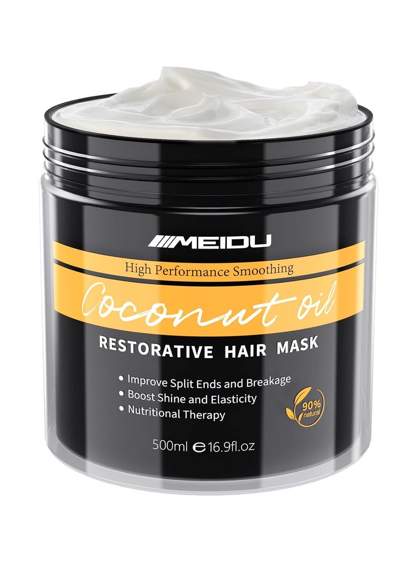 MEIDU Hair Treatment Mask - Hair Conditioning Masque for Dry Damaged or Colored Hair - Repair Deep Hydrating Moisturizing Nourishing with Keratin & Coconut Oil Cruelty-free All Hair Types(16.9 Fl Oz)