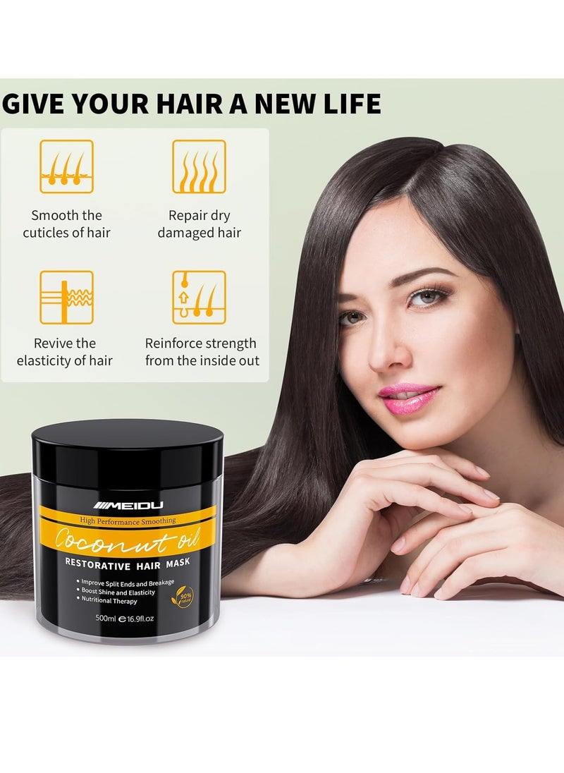 MEIDU Hair Treatment Mask - Hair Conditioning Masque for Dry Damaged or Colored Hair - Repair Deep Hydrating Moisturizing Nourishing with Keratin & Coconut Oil Cruelty-free All Hair Types(16.9 Fl Oz)