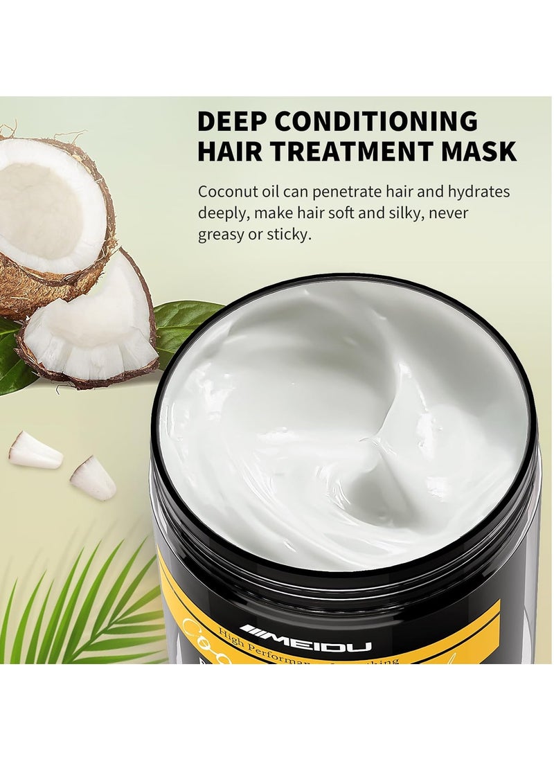 MEIDU Hair Treatment Mask - Hair Conditioning Masque for Dry Damaged or Colored Hair - Repair Deep Hydrating Moisturizing Nourishing with Keratin & Coconut Oil Cruelty-free All Hair Types(16.9 Fl Oz)