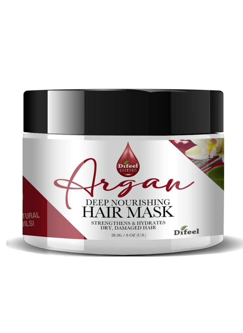 Difeel Essentials Deep Nourishing Argan Hair Mask 8 oz. - Deep Conditioning Hair Treatment Mask, Dry Hair Treatment Mask made with 100% Essential Oils