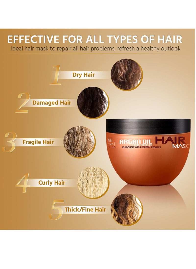 Nuspa Argan Oil Hair Mask - Deep Conditioner Sulfate Free for for Dry Damaged Hair with Organic Jojoba Kernel Oil Aloe Vera Collagen and Keratin
