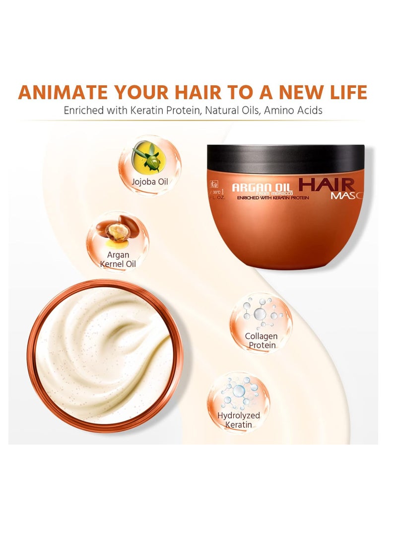 Nuspa Argan Oil Hair Mask - Deep Conditioner Sulfate Free for for Dry Damaged Hair with Organic Jojoba Kernel Oil Aloe Vera Collagen and Keratin