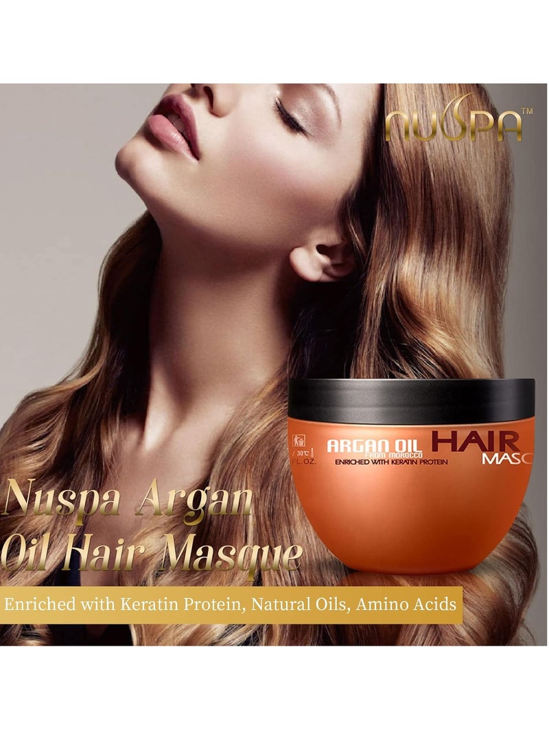 Nuspa Argan Oil Hair Mask - Deep Conditioner Sulfate Free for for Dry Damaged Hair with Organic Jojoba Kernel Oil Aloe Vera Collagen and Keratin
