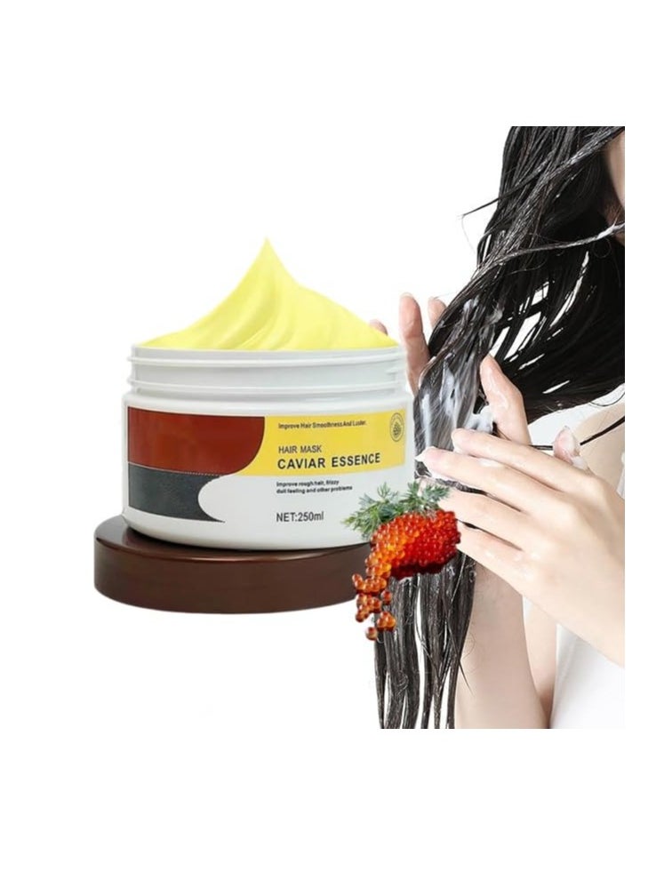 Caviar Essence Hair Mask, Collagen Hair Mask Hair Treatment Deep Repair Conditioning Argan Oil for Dry or Damaged Hair Enriched with Keratin and Vitamins Restores Shine and Softness 250ml(1PCS)