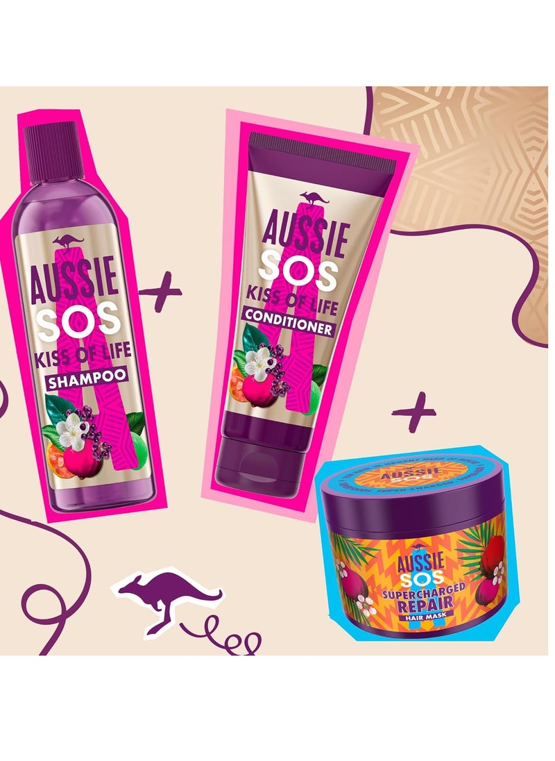 Aussie SOS Supercharged Repair Hair Mask 500ml for Dry and Damaged Hair. Helps Repair and Protect Against Damage Leaving Hair Soft, Smooth and Hydrated for 100 Hours. Vegan Formula