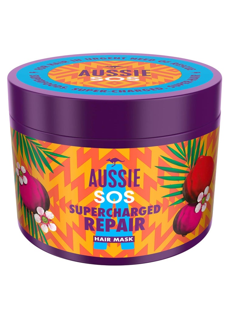 Aussie SOS Supercharged Repair Hair Mask 500ml for Dry and Damaged Hair. Helps Repair and Protect Against Damage Leaving Hair Soft, Smooth and Hydrated for 100 Hours. Vegan Formula