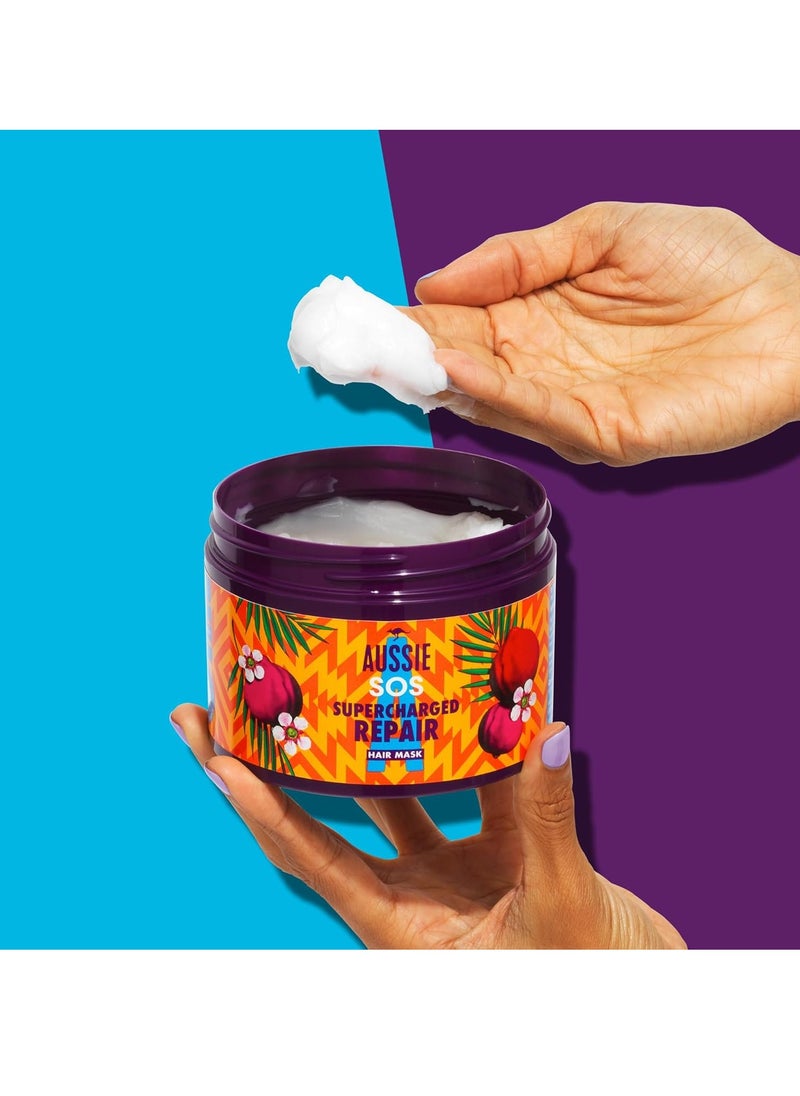 Aussie SOS Supercharged Repair Hair Mask 500ml for Dry and Damaged Hair. Helps Repair and Protect Against Damage Leaving Hair Soft, Smooth and Hydrated for 100 Hours. Vegan Formula