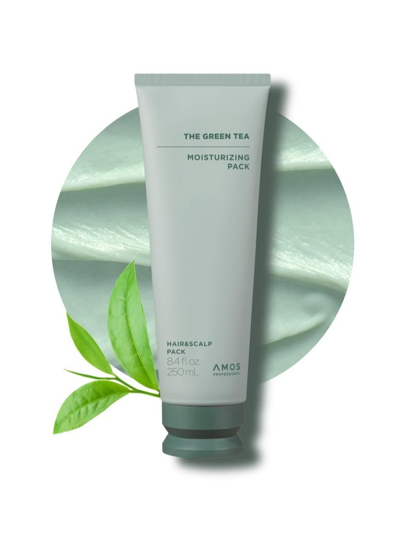 AMOS PROFESSIONAL The Green Tea Moisturizing Pack, Hair & Scalp Treatment for Thinning Hair, Korean Hair Mask, Strengthening Hair, All Hair Types, 8.4 fl.oz