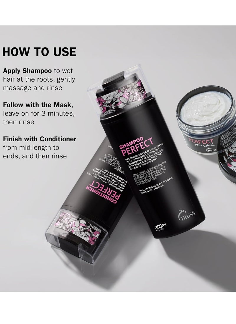 TRUSS Perfect Hair Mask with Collagen, Keratin & Hyaluronic Acid - Deep Conditioning Hair Treatment - Intense Moisture & Hydration - Repairs Fine, Thinning, Brittle, Dry Damaged Hair