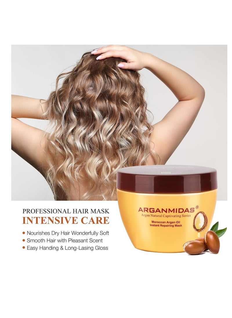 Hydrating Argan Oil Instant Repairing Hair Mask, Deep Conditioner Hair Treatment for Dry Damaged, Curly, Dye, Split End and Bleached Hair,10.2 Fl Oz