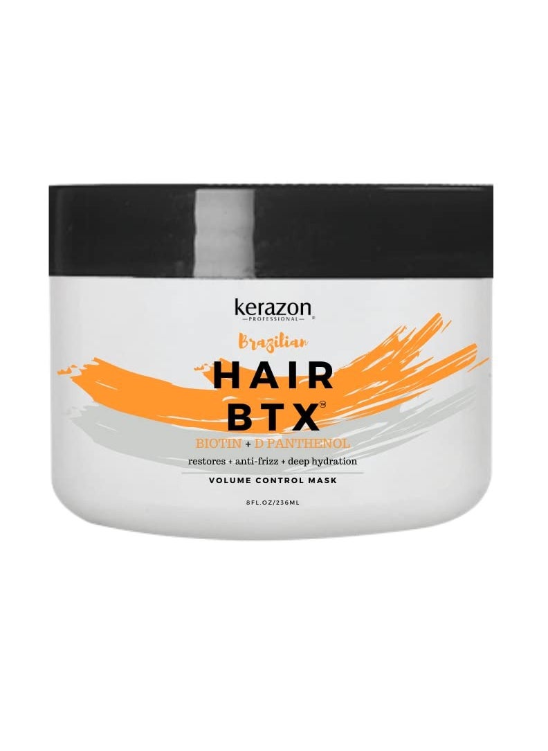 Brazilian Hair BTX Treatment Mask 8oz 236ml provides repair for damaged, dry, smoothing, deep conditioning and hydration, nutrition, shine, softness, volume control and smoothness.