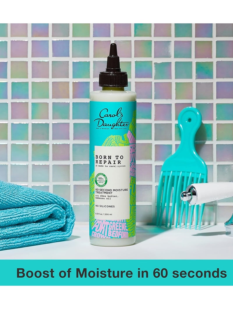 Carol's Daughter Born To Repair 60-Second Moisture Hair Treatment, Hydrating, Detangling Hair Care for Curly Hair with Shea Butter, 6.8 Fl Oz