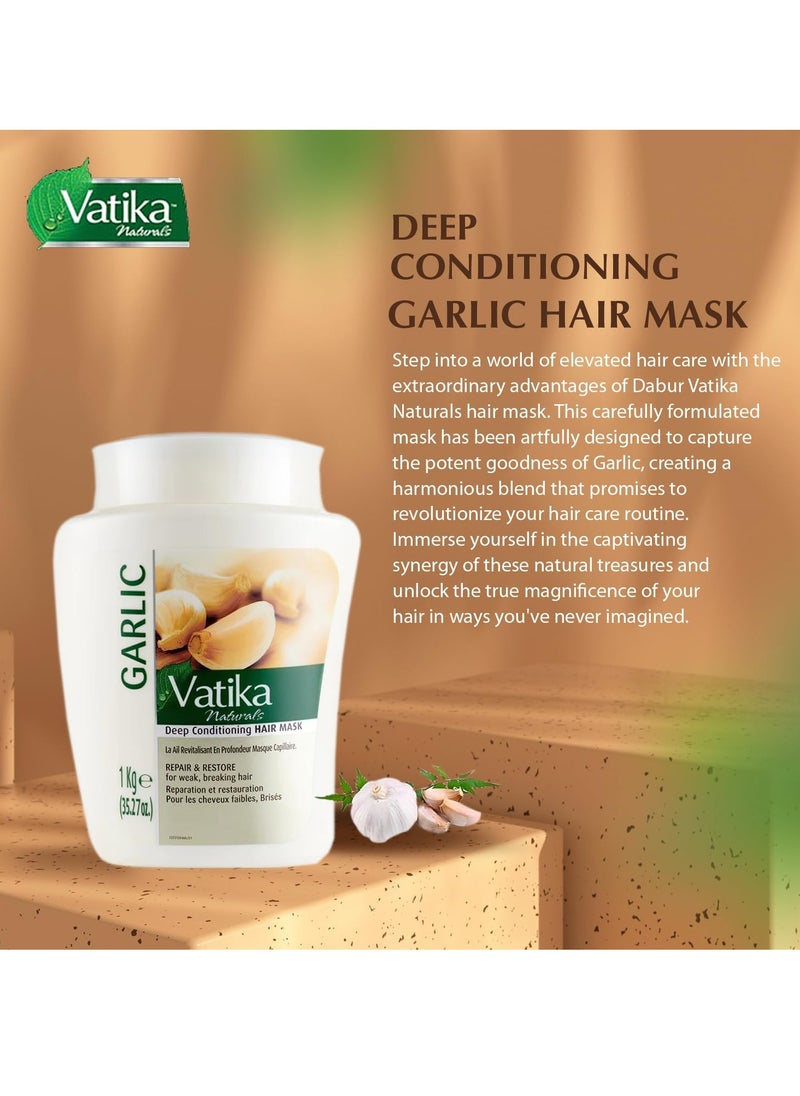 Vatika Naturals Hair Conditioning Mask - Deep Conditioning for Dry, Damaged Hair - Nourishing Hair Mask with Garlic Extracts - 1KG