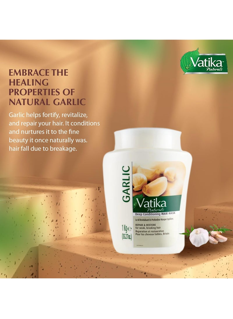 Vatika Naturals Hair Conditioning Mask - Deep Conditioning for Dry, Damaged Hair - Nourishing Hair Mask with Garlic Extracts - 1KG
