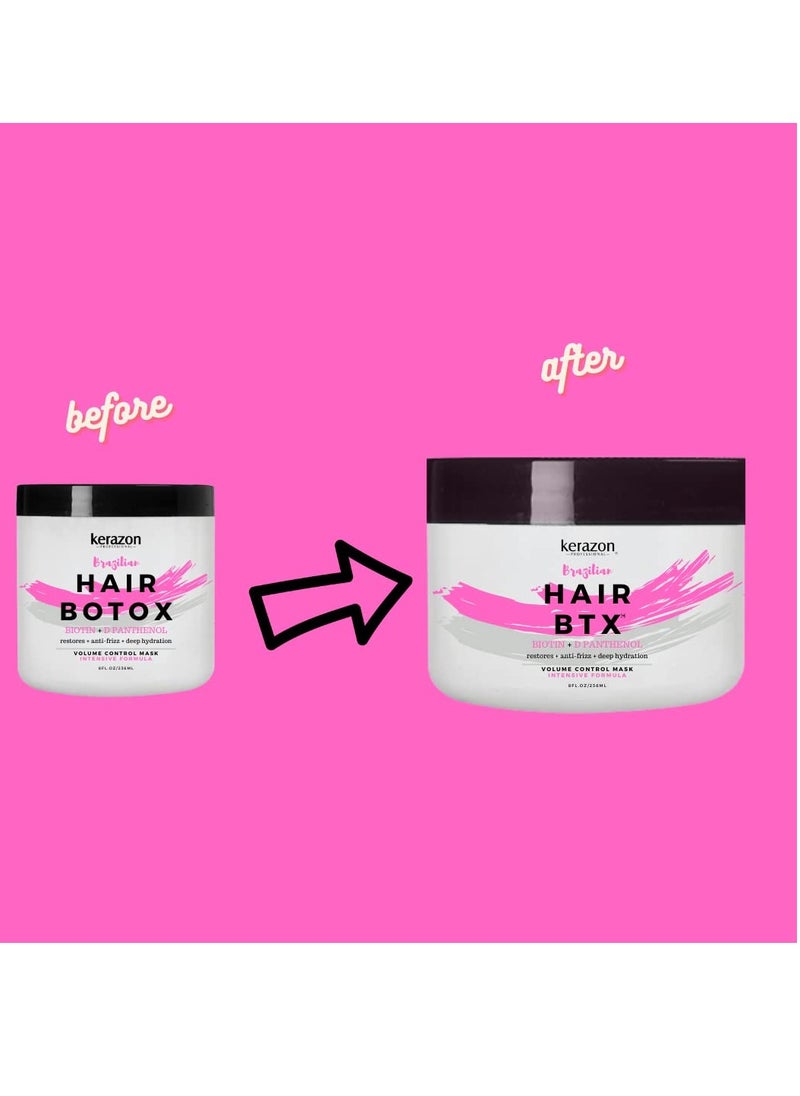 Intensive Brazilian Hair BTX Treatment 8oz 236ml For All Hair Types, Thermal Activated Hair Mask Damaged Hair and Long Lasting Volume And Frizz Control. Packaging may vary.