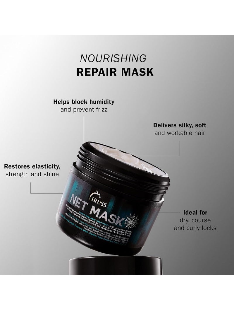 TRUSS Net Hair Mask - Deep Conditioning Treatment + Hair Repair Mask for Curly Hair - Detangle + Hydrate Curls while Soothing Damage - Anti Frizz + Humidity Blocking (15.87 oz)