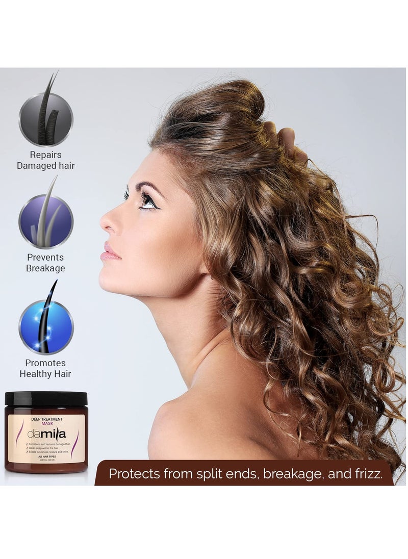 Keratin Hair Mask - Deep Conditioning for Dry, Damaged, Curly, Frizzy Hair - Repairs Split Ends, Restores Silkiness and Shine - 16.9 Fl. Oz