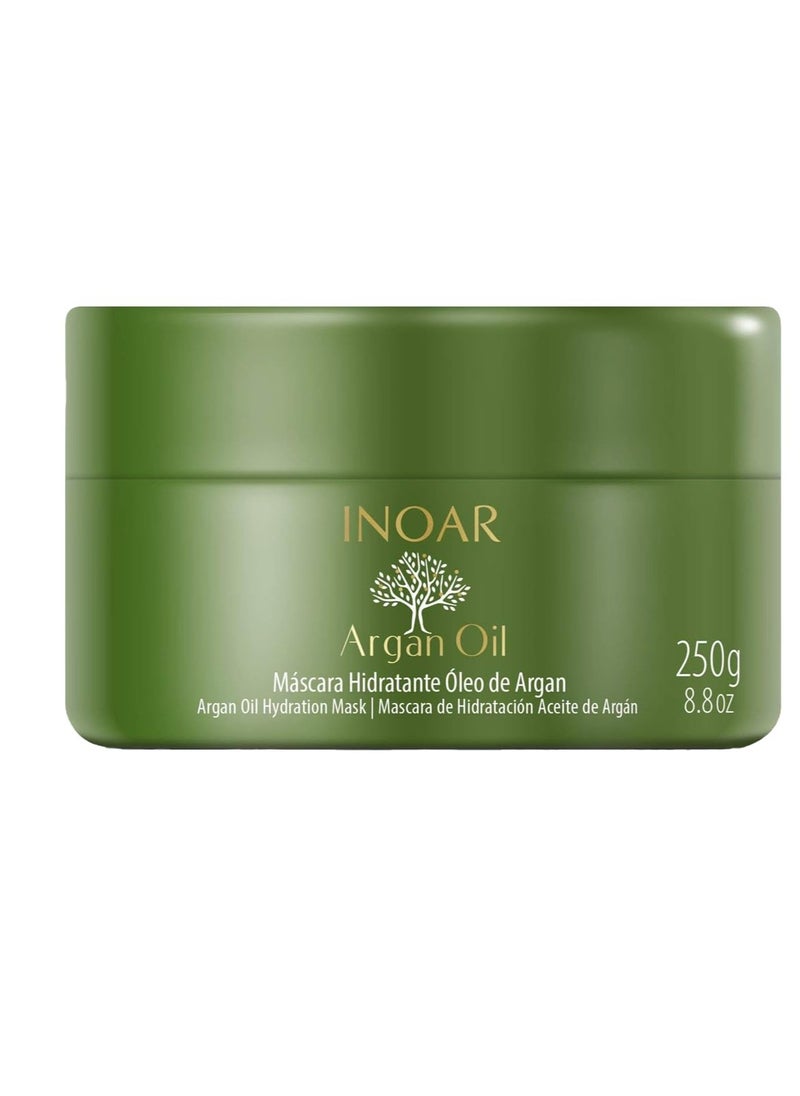 Inoar Argan Oil Hair Mask - Deep Conditioning, Moisturizing, Frizz Control for Curly Hair, Vegan, 8.05 Ounces/240 Milliliters