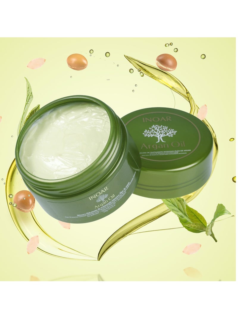 Inoar Argan Oil Hair Mask - Deep Conditioning, Moisturizing, Frizz Control for Curly Hair, Vegan, 8.05 Ounces/240 Milliliters