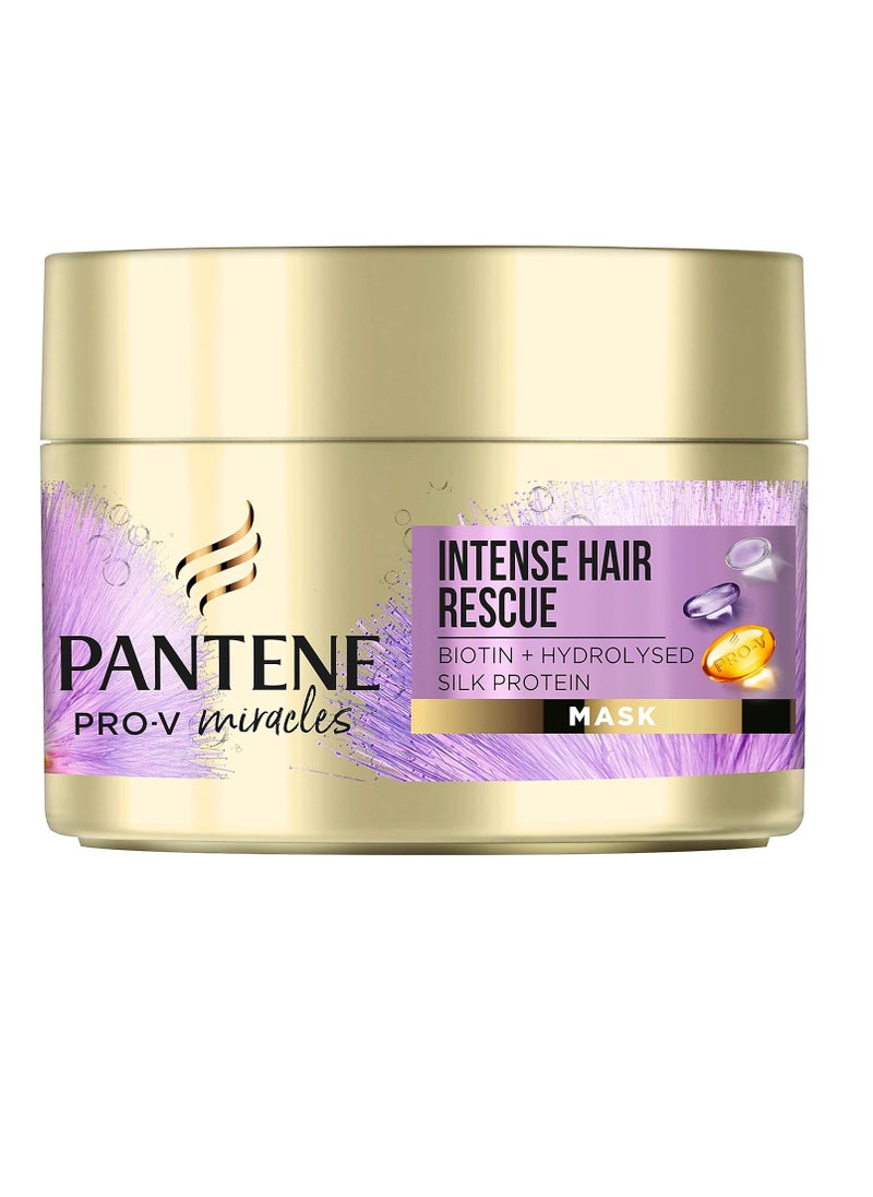 Pantene Miracles Hair Mask, Intense Hair Rescue Mask with Biotin and Hydrolysed Silk Protein, Hair Treatment That Helps Repair Processed, Highlighted or Intensely Dry Damaged Hair,160ml
