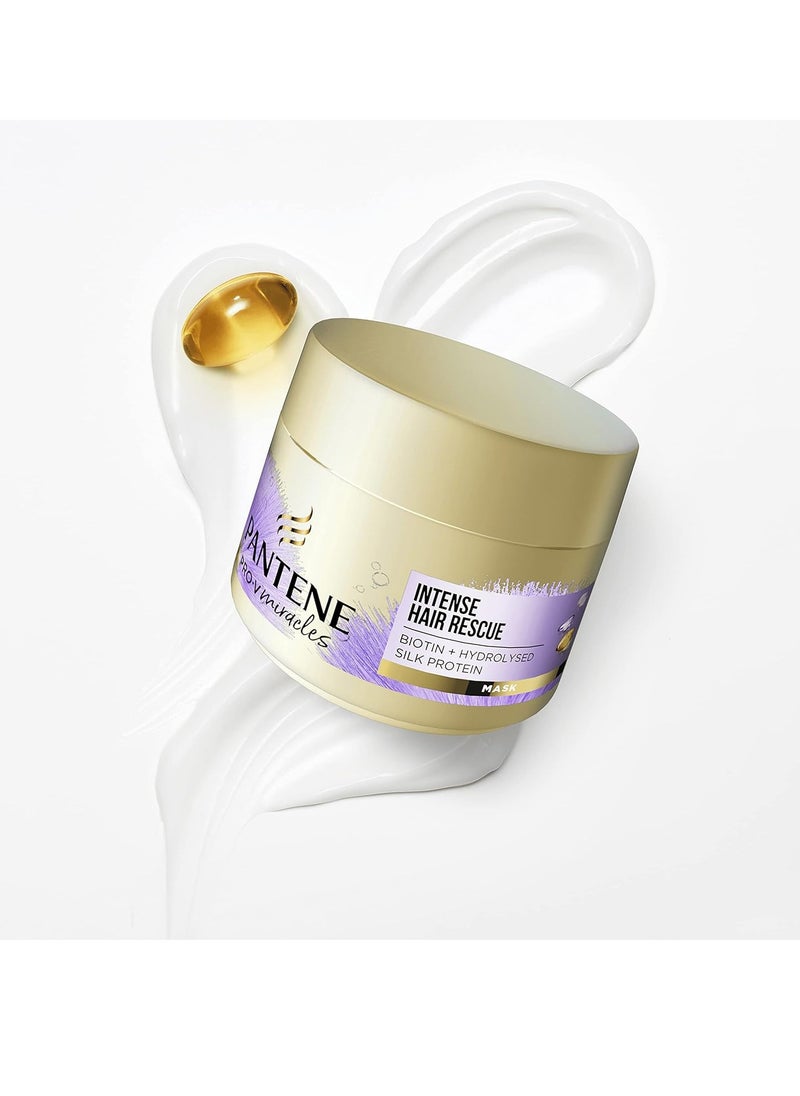 Pantene Miracles Hair Mask, Intense Hair Rescue Mask with Biotin and Hydrolysed Silk Protein, Hair Treatment That Helps Repair Processed, Highlighted or Intensely Dry Damaged Hair,160ml