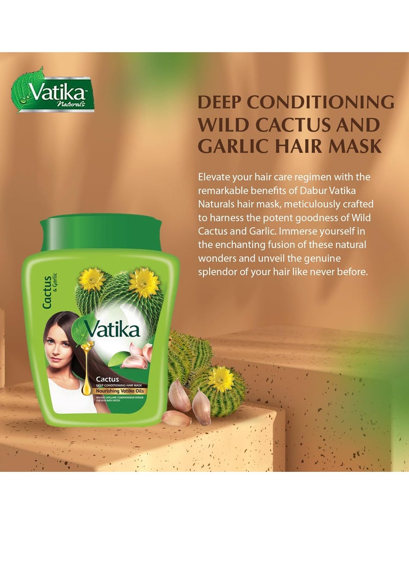 Dabur Vatika Naturals Hair Mask - Intensive Moisturizing Solution with Natural Ingredients - Revitalize and Nourish Your Mane - Rejuvenating Formula for Strong, Silky, and Smooth Hair - Cactus (500g)