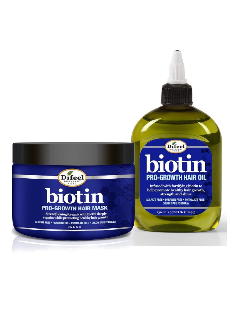 Difeel Pro-Growth Biotin Hair Mask 12 oz. with Biotin Hair Oil 7.1 oz. (2-Piece Set)