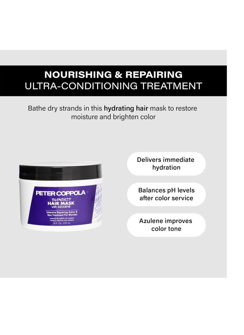 PETER COPPOLA Blondest Purple Hair Mask - Intensive Repairing Hair Mask With Keratin And Ceramides To Strengthen And Repair Over-processed Hair - Removes Brassy Yellow Tones In Blonde Hair (8 OZ)