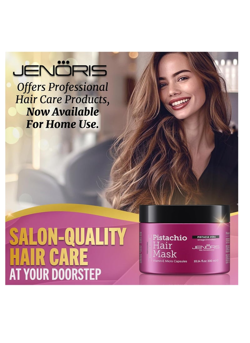 Jenoris Pistachio Hair Mask for Dry Damaged Hair – Deep Conditioning Hair Mask Treatment with Pistachio Oil & Vitamin E, For Color-Treated Hair, For Hair Repair, Paraben & Salt Free, 10.14 Fl Oz