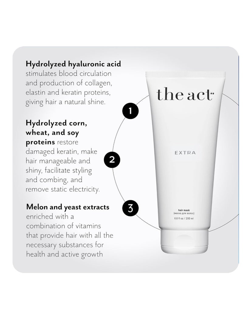 Extra Nourishing Hair Mask with Argan Oil, Coconut Oil, Hyaluronic Acid - Intense Hydration, Repair for All Hair Types - Ideal for Curly and Damaged Hair - 6.8 Fl oz