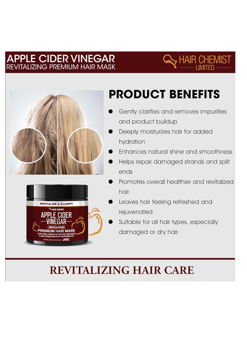 Hair Chemist Revitalize & Clarify Apple Cider Vinegar Revitalizing Premium Hair Mask 12 oz. - Deep Conditioning Hair Mask for Dry Scalp and Dry Hair