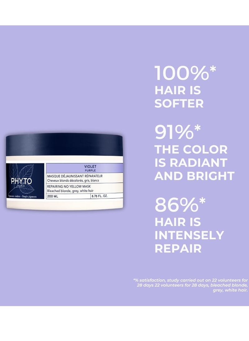 Phyto Purple Repairing Hair Mask for Blonde Highlighted Hair - Neutralizes Yellow Tones, Reduce Brassiness & Condition Dry, Damaged Hair|200ml