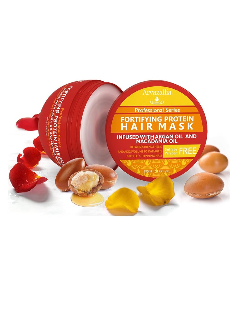 Arvazallia Hydrating Argan Oil and Fortifying Protein Hair Treatment Bundle - Revitalizing Combo for Dry or Damaged Hair