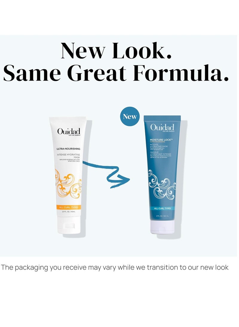 Ouidad Moisture Lock Hair Mask, 2 fl oz, Ultra-Nourishing Intense Frizz Control Curly Hair Mask with Macadamia Nut Oil, Olive Oil, Helps Repair, Detangle, Restore Softness & Hydrate, All Curl Types