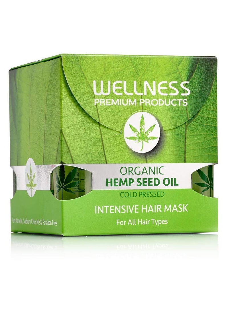WELLNESS PREMIUM PRODUCTS Hemp Seed Oil Hair Mask - Cold Pressed Organic Hemp Oil, 500ml/16.9oz