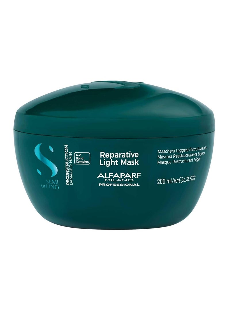 Alfaparf Milano Semi di Lino Reconstruction Reparative Light Hair Mask - Color Safe Deep Conditioning Hair Mask - Damaged Hair Repair - Restructuring Mask for Fine Hair - Vegan Formula (6.88 oz)