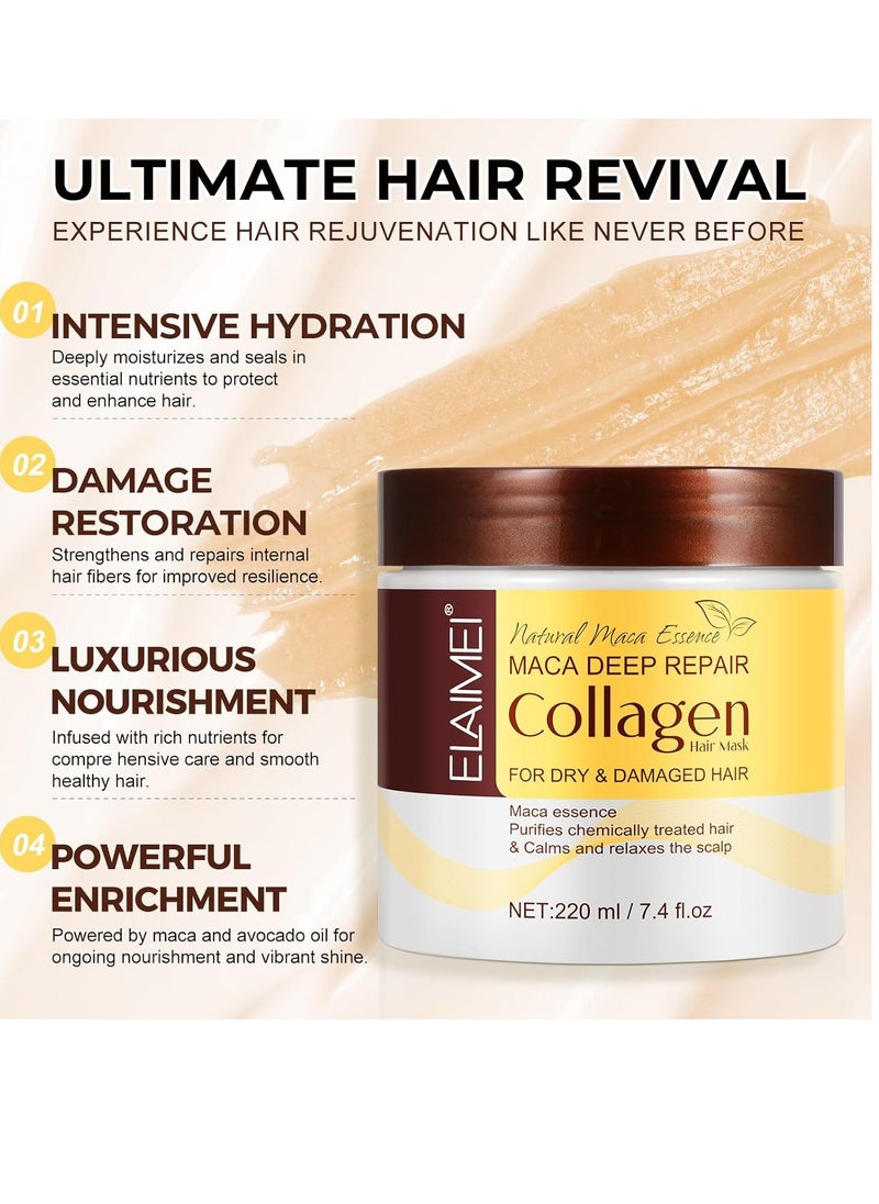 Hair Nourishing Repair Hair Mask, Hair Treatment Masks for Growth and Thickness, 220ml 7.4 Fl Oz Deep Moisturizing Hair Care, Enhance Manageability and Flexibility