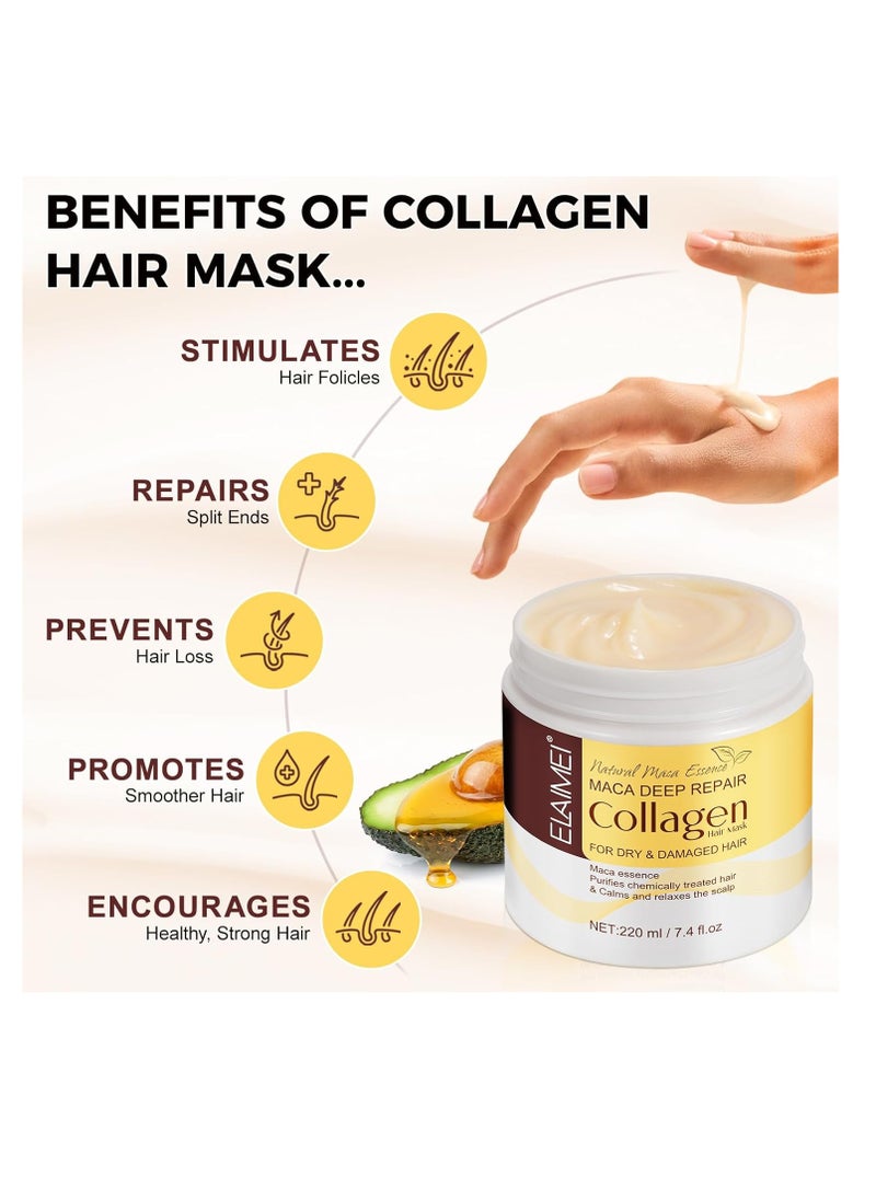 Hair Nourishing Repair Hair Mask, Hair Treatment Masks for Growth and Thickness, 220ml 7.4 Fl Oz Deep Moisturizing Hair Care, Enhance Manageability and Flexibility