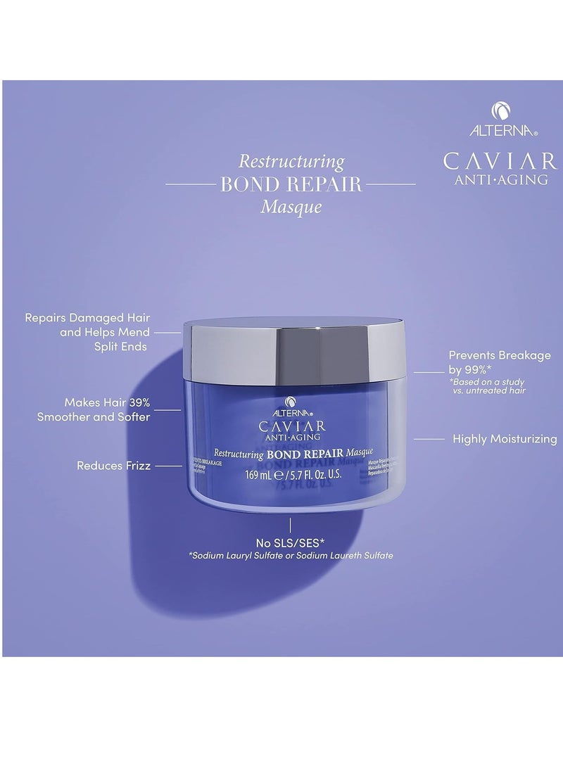 Alterna Caviar Anti-Aging Restructuring Bond Repair Masque, 5.7 Ounce | Strengthens & Protects Damaged Hair , 5.68 Fl Oz (Pack of 1)
