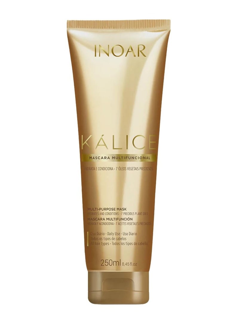 Inoar – Kalice Mask, Moisturizing Hair Mask, 7 Essential Oils, Vitamin E, Argan Oil, Moisturizing, Nourishing, Vegan Hair Product, Cruelty Free Haircare for Men and Women (8.4 oz.)