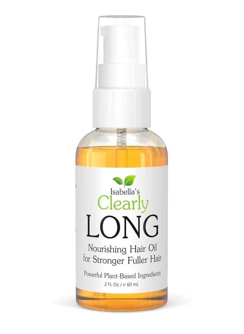 Clearly LONG, 100% Natural Hair Strengthening + Conditioning Leave In Treatment for Split Ends, Dry Damaged Hair with Castor, Jojoba, Argan Oils | Sulfate Free, Alcohol Free (60 mL)