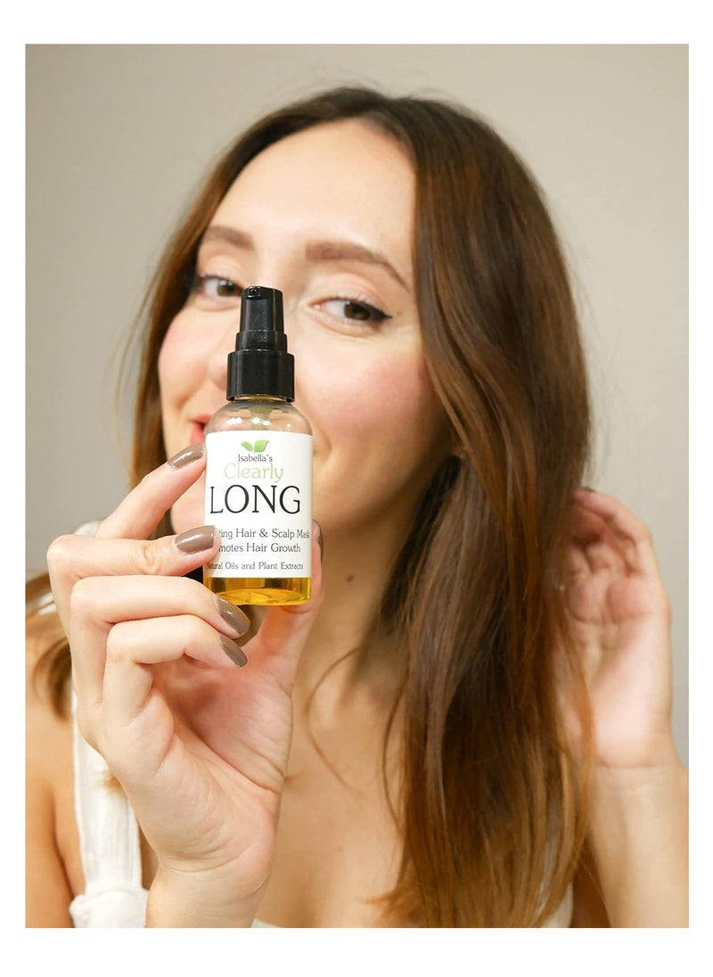 Clearly LONG, 100% Natural Hair Strengthening + Conditioning Leave In Treatment for Split Ends, Dry Damaged Hair with Castor, Jojoba, Argan Oils | Sulfate Free, Alcohol Free (60 mL)