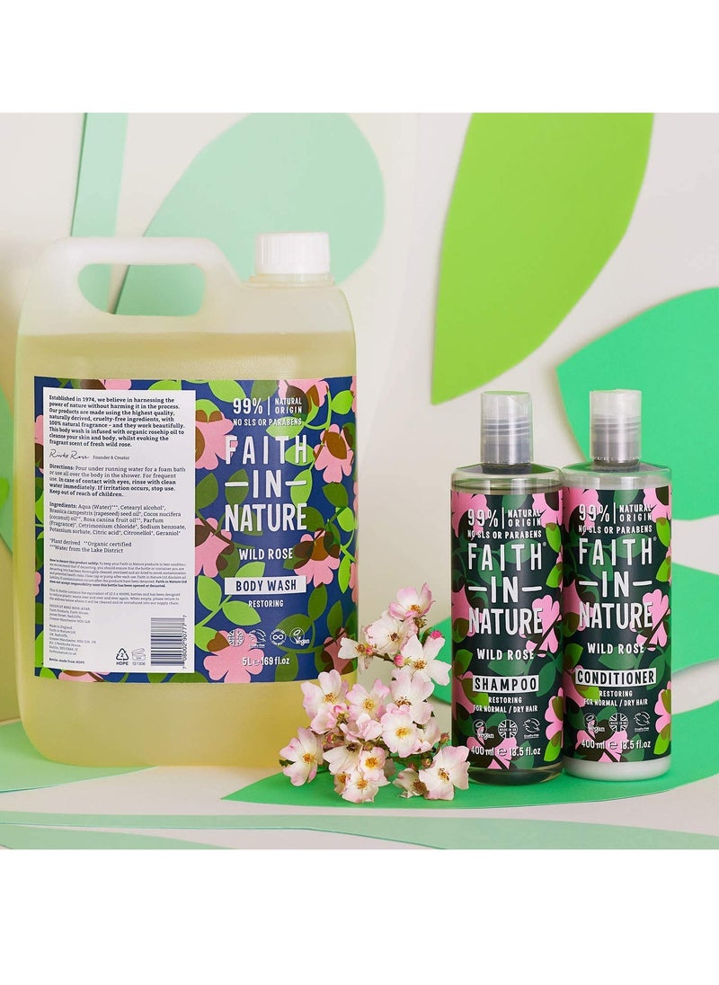 Faith in Nature Natural Wild Rose & Chamomile Hair Mask, Restoring, Vegan & Cruelty Free, Parabens and SLS Free, For Normal to Dry Hair, 300ml