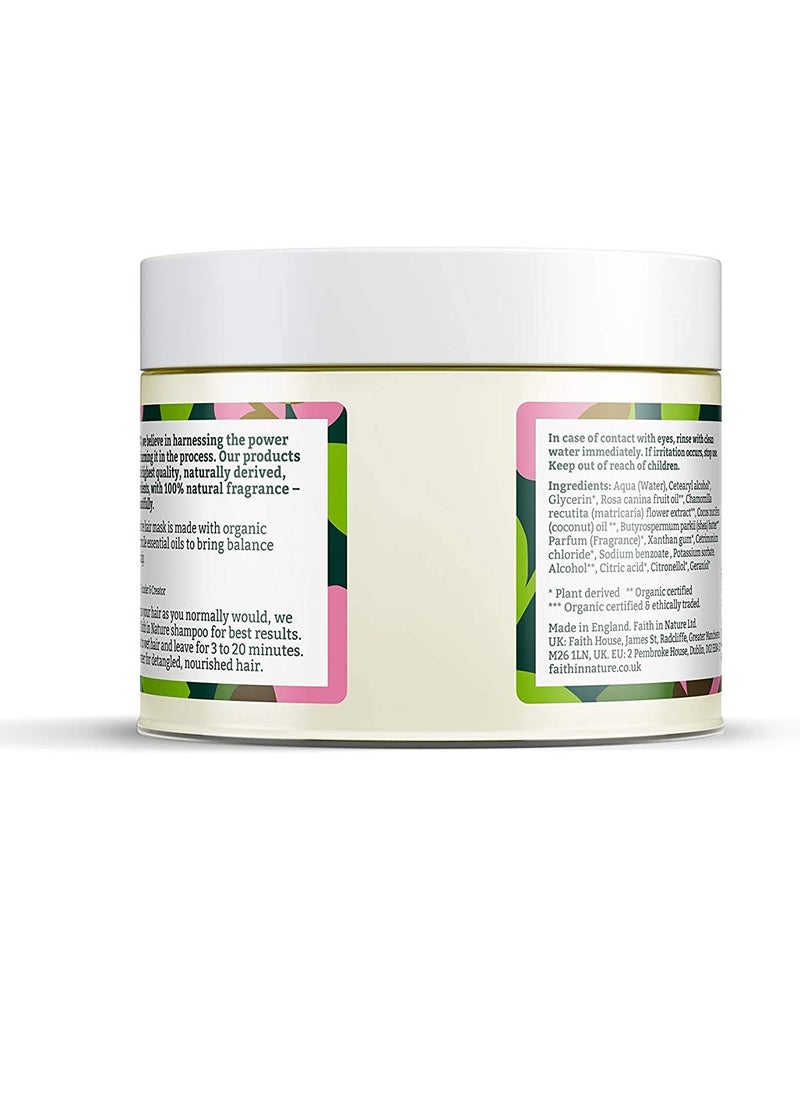 Faith in Nature Natural Wild Rose & Chamomile Hair Mask, Restoring, Vegan & Cruelty Free, Parabens and SLS Free, For Normal to Dry Hair, 300ml
